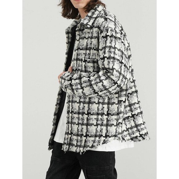 NWT MNML - Heavy WOVEN YARN Patchwork Mens M - Flannel Shirt Jacket - Picture 2 of 8